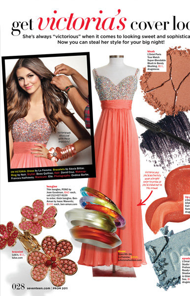Get Victoria Justice's Look in La Femme 16802 from Seventeen